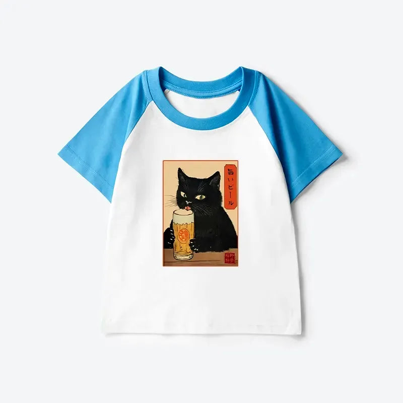 Kyoto-Lion Cat Beer Kid T-shirt Trending