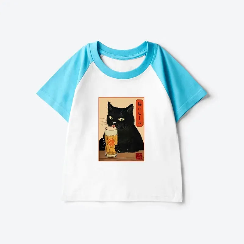 Kyoto-Lion Cat Beer Kid T-shirt Trending