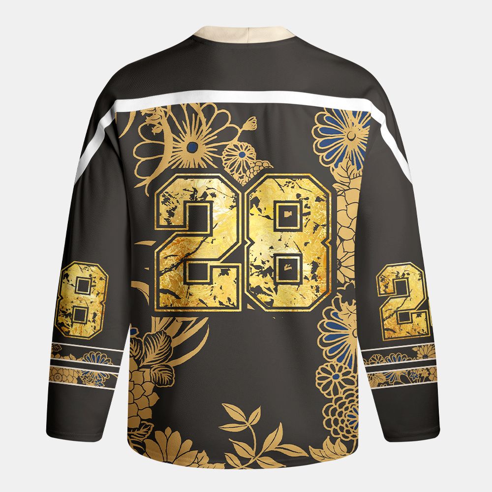 Kyoto-Lion Samurai Black Cat Long-Sleeve Hockey Jersey
