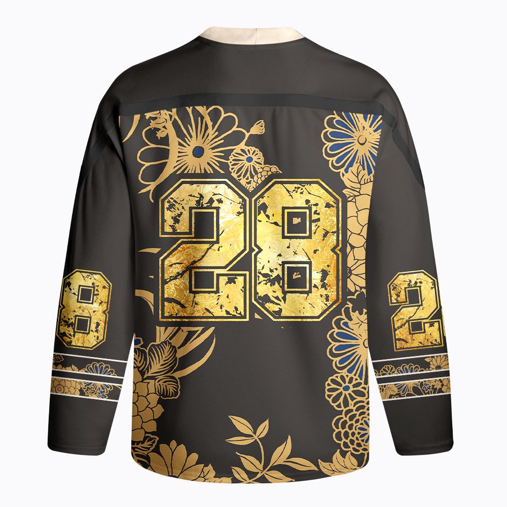 Kyoto-Lion Samurai Black Cat Long-Sleeve Hockey Jersey