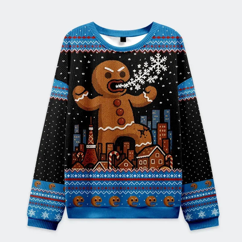 Kyoto-Lion Gingerbread Monster Christmas Ugly Sweatshirt