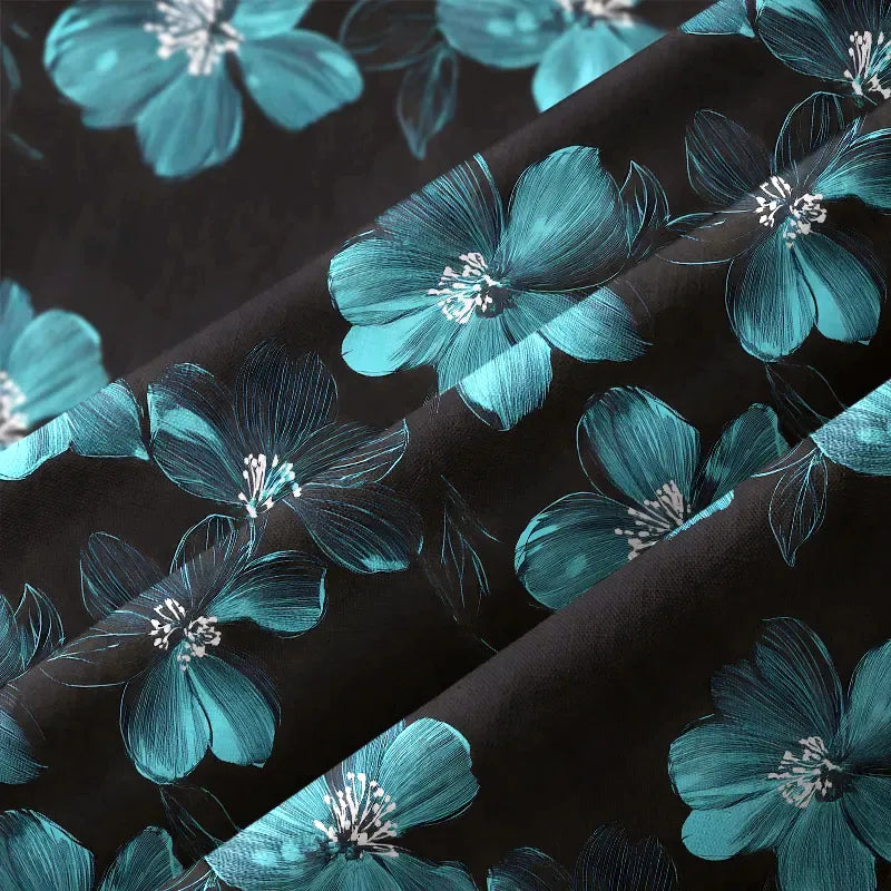Kyoto-Lion Teal Blossom Button-up Shirt