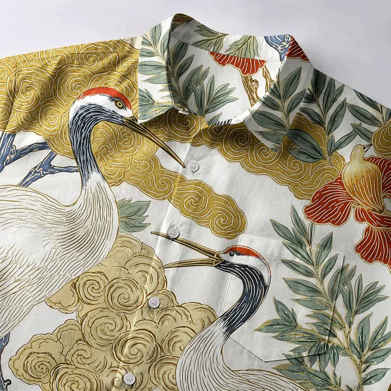 Red-crowned Cranes Vintage Shirt for Vacation