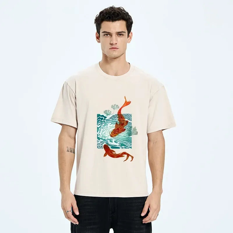 Japanese Koi Wave Washed T-Shirt