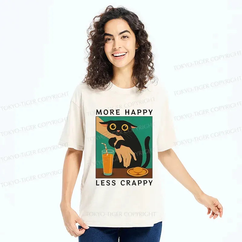Kyoto-Lion Cat Hugging Person Washed T-Shirt for Daily Wear