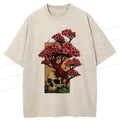 Kyoto-Lion Skull Flower Washed T-Shirt