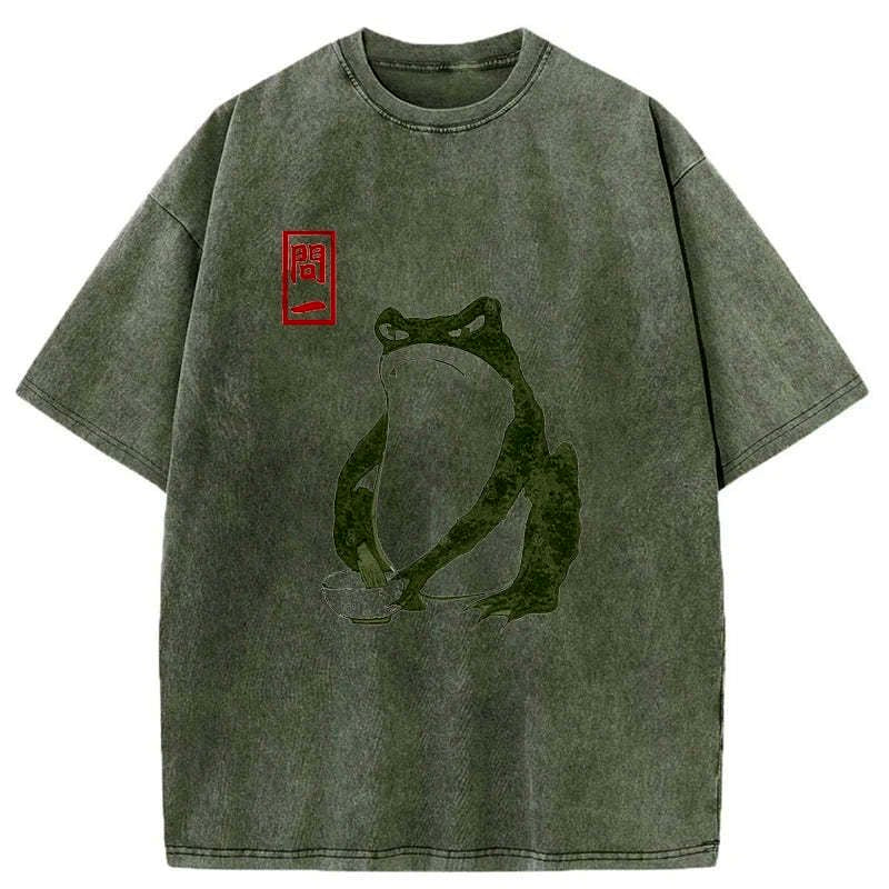 vintage ukiyo-e frog washed tee