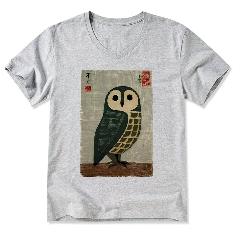 Kyoto-Lion Traditional Owl In Japanese Art V-Neck Classic T-Shirt