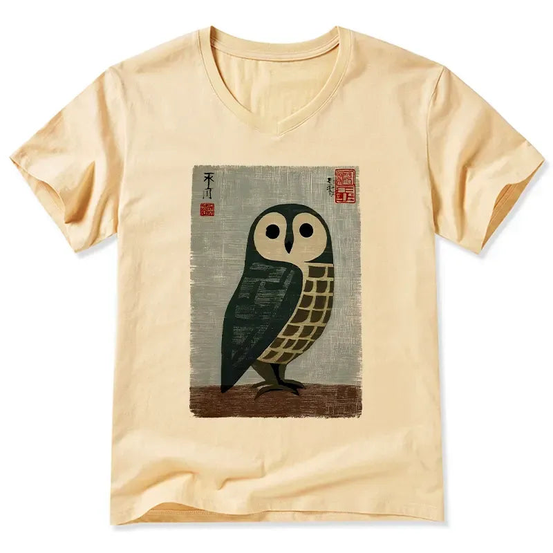 Kyoto-Lion Traditional Owl In Japanese Art V-Neck Classic T-Shirt