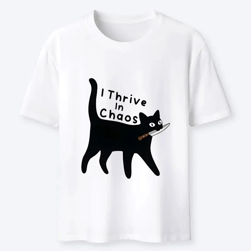 Japanese streetwear cat t-shirt for summer