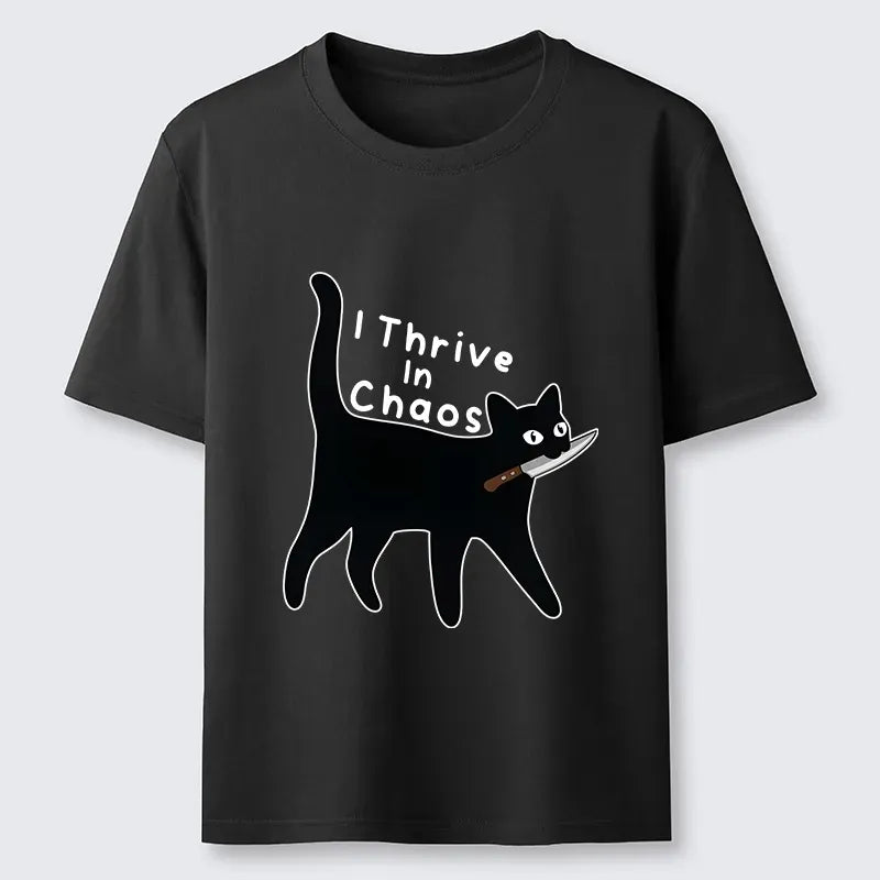 Funny black cat knife tee gift