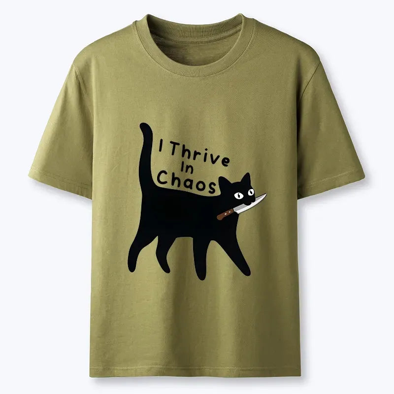 Funny black cat knife tee gift