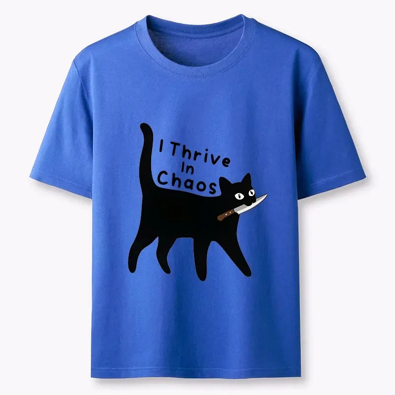 Funny black cat knife tee gift