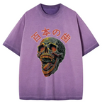 japanese skull gradient washed t shirt