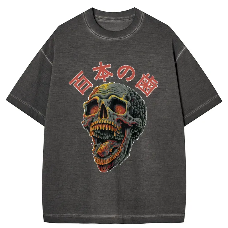 japanese skull t shirt for streetwear