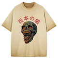 japanese skull gradient washed t shirt
