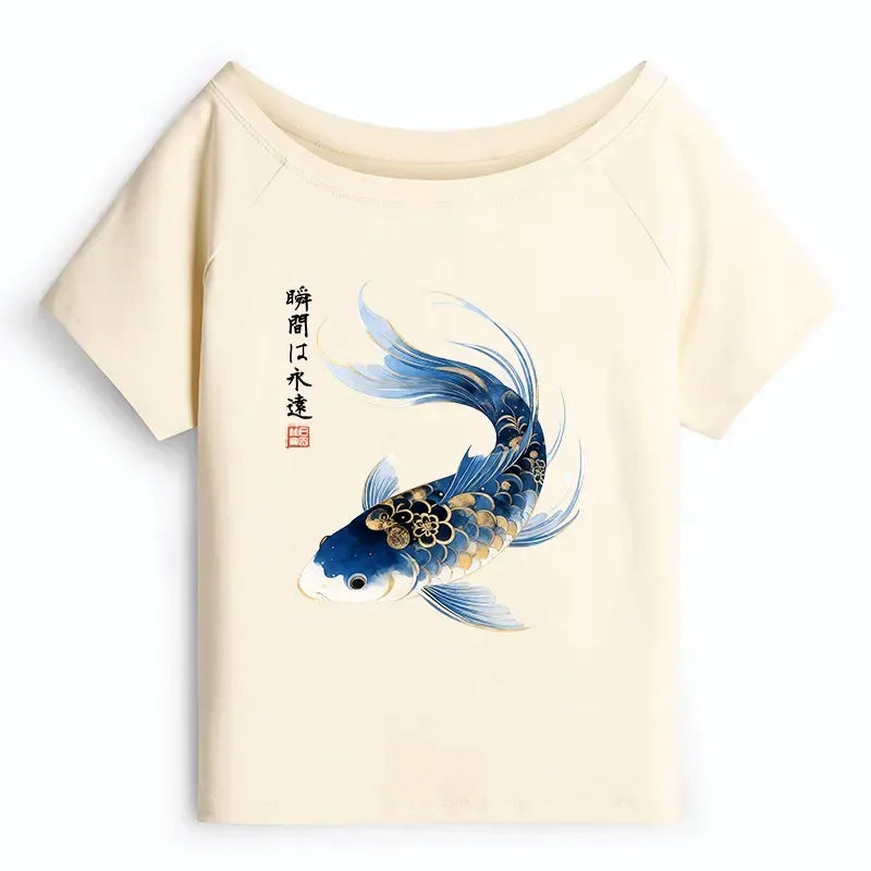 Japanese Art Off Shoulder Shirt Gift Idea