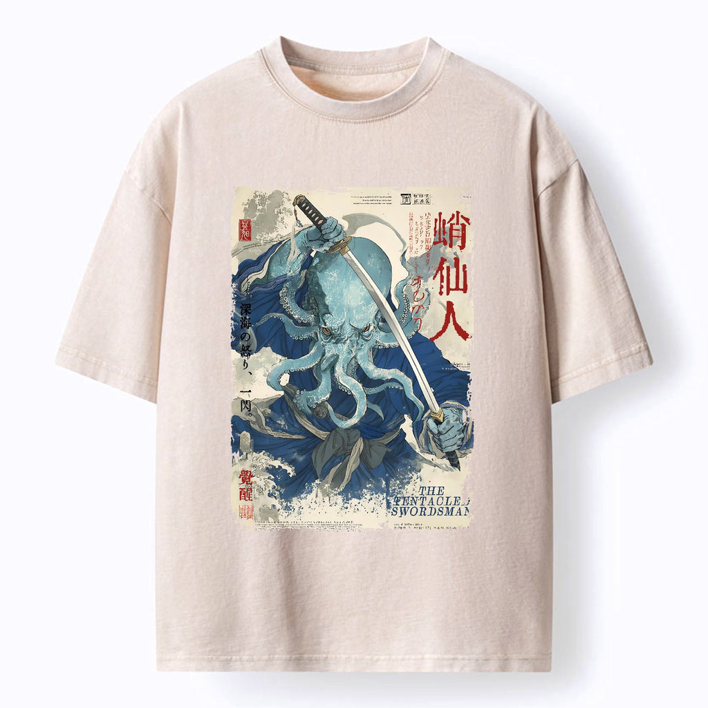 Kyoto-Lion Cool Octopus Sage Washed T-Shirt