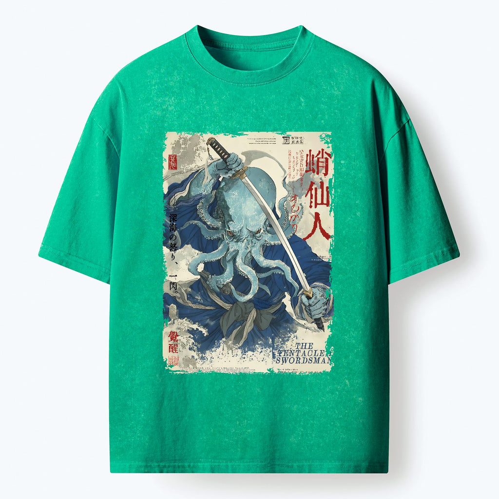 Japanese Octopus Washed T-Shirt for Summer
