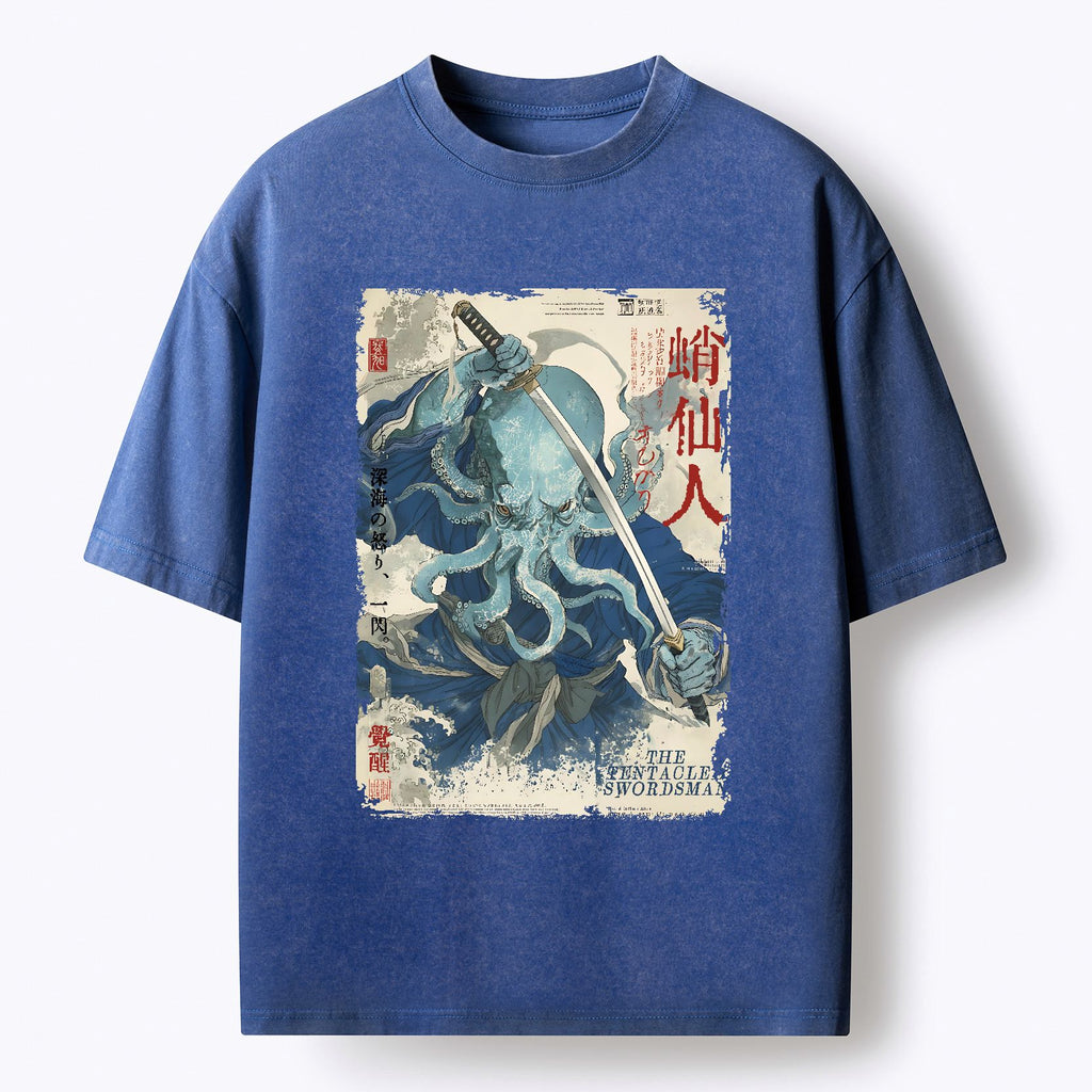 Kyoto-Lion Cool Octopus Sage Washed T-Shirt
