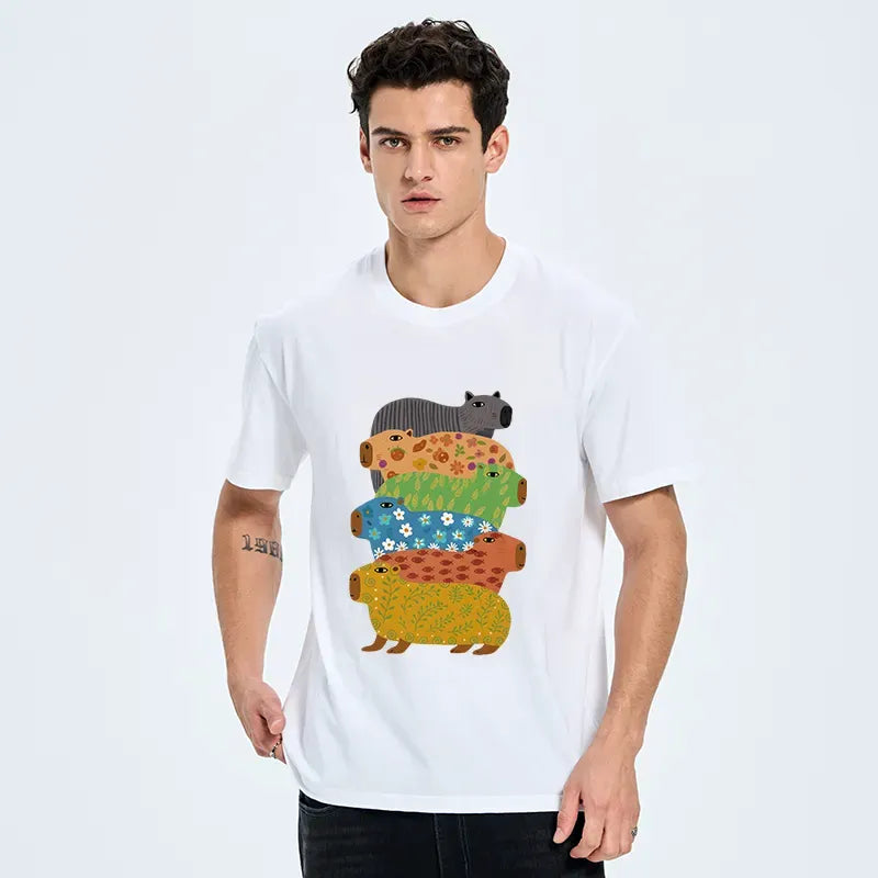 Retro capybara tee as gift for him