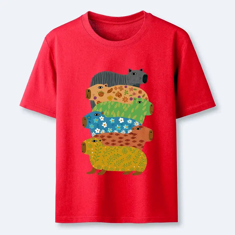 Japanese colorful capybara t-shirt for casual