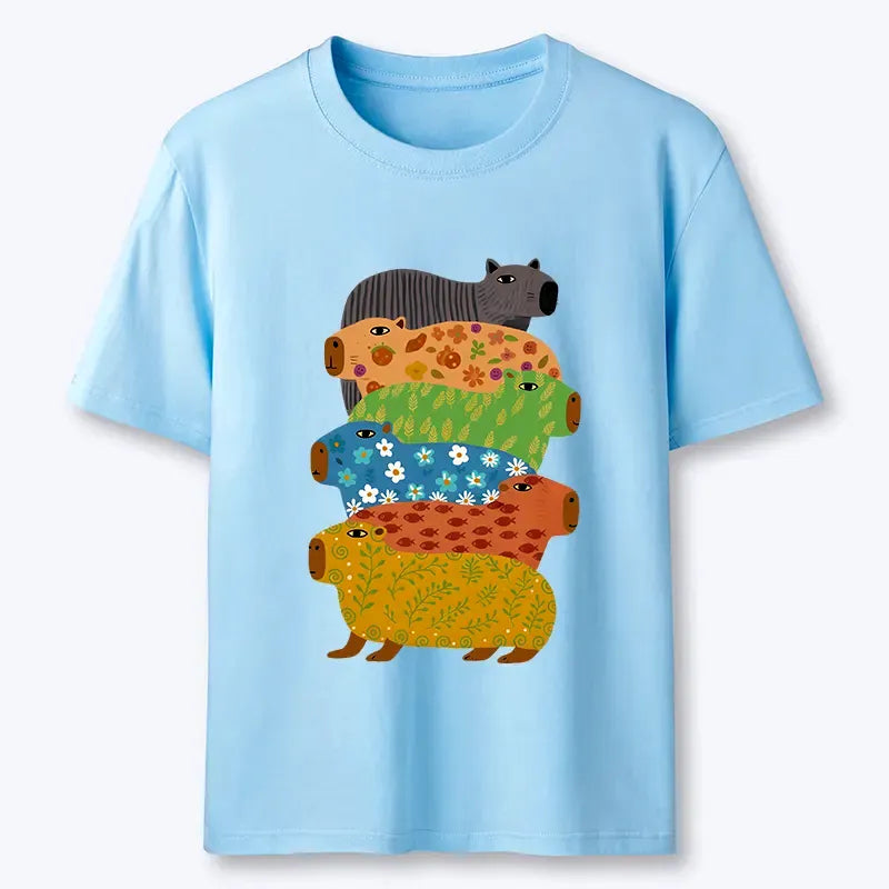 Japanese colorful capybara t-shirt for casual