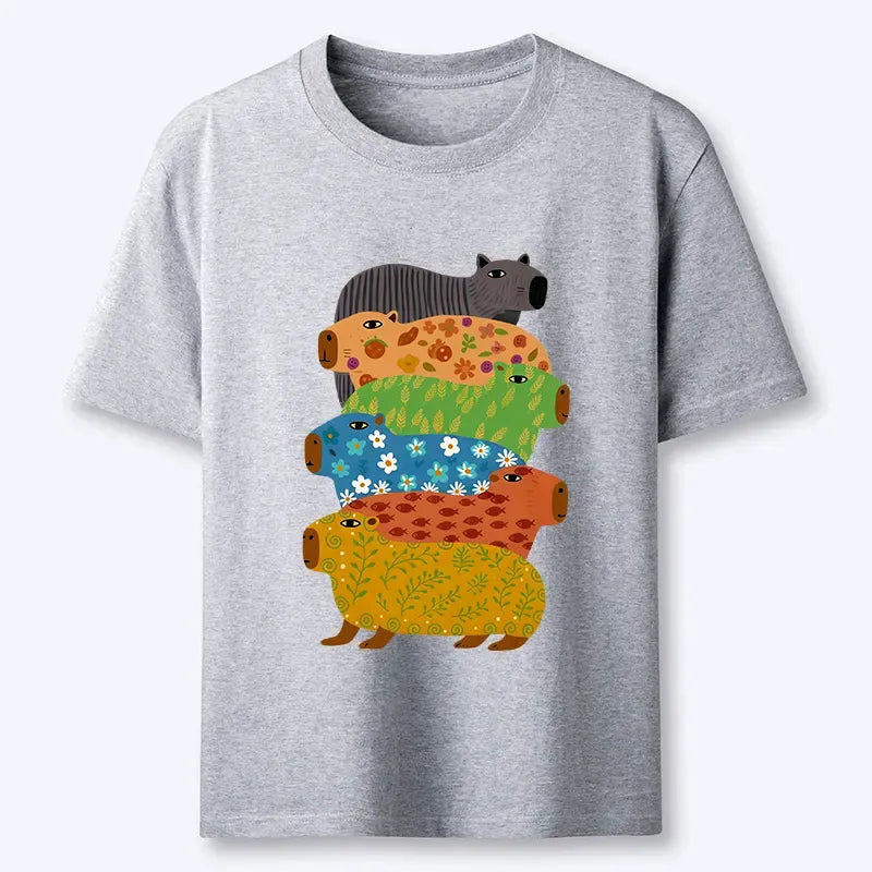 Japanese colorful capybara t-shirt for casual