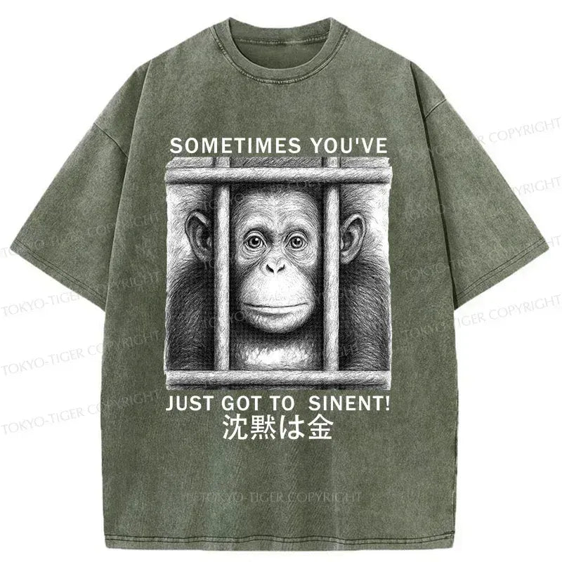Kyoto-Lion Silent Gorilla Washed T-Shirt