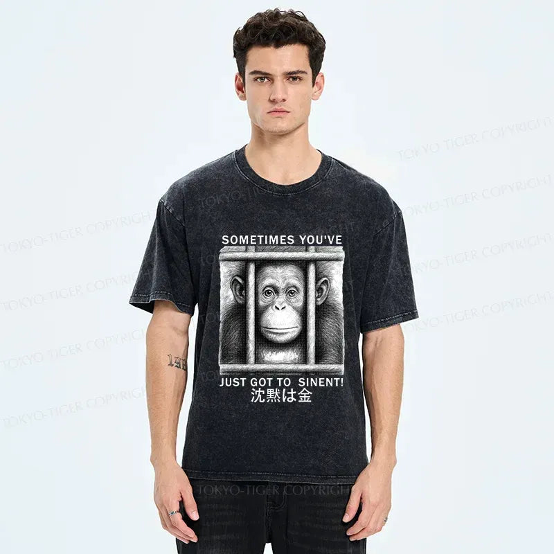 Kyoto-Lion Silent Gorilla Washed T-Shirt
