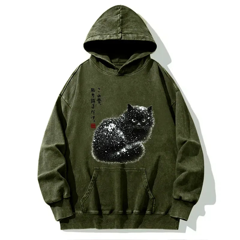 Japanese vintage black cat hoodie free shipping