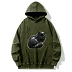 Japanese vintage black cat hoodie free shipping