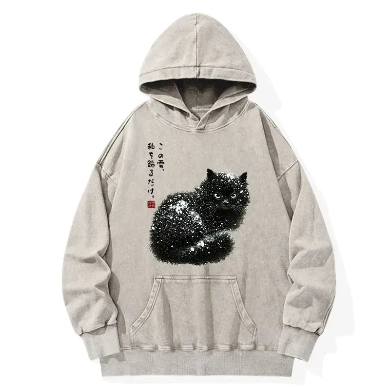 Japanese vintage black cat hoodie free shipping