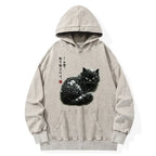 Japanese vintage black cat hoodie free shipping