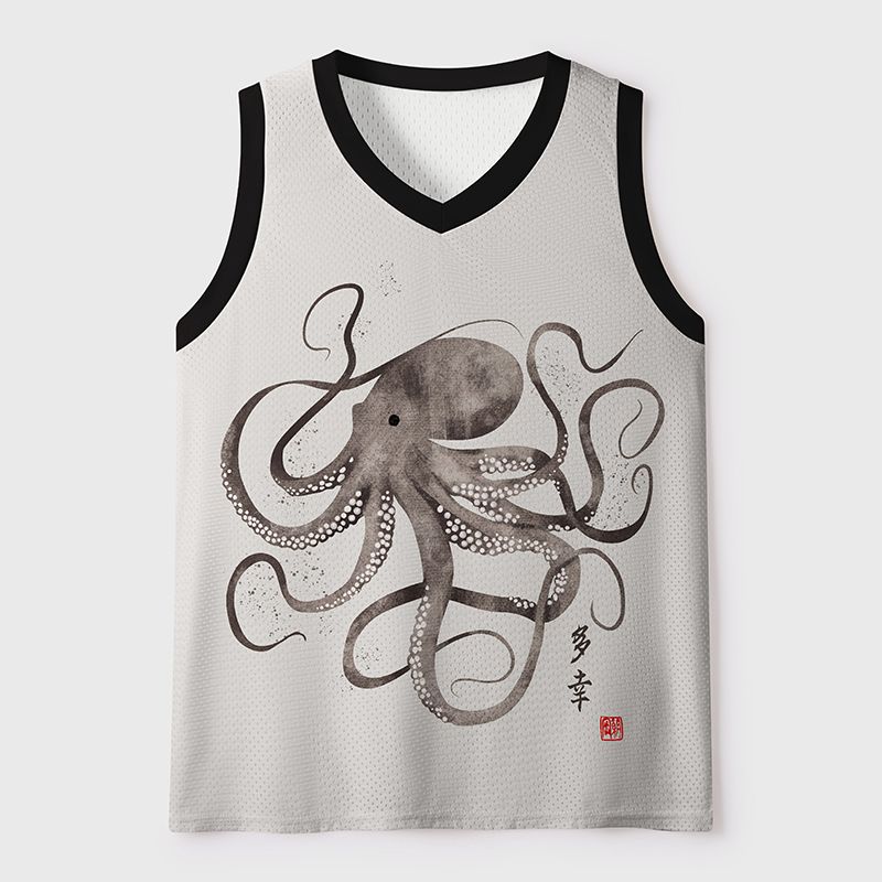 Unisex Mesh Tank Top with Japanese Art