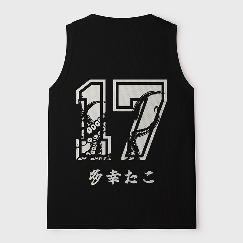 Japanese Calligraphy Mesh Tank Top for Summer