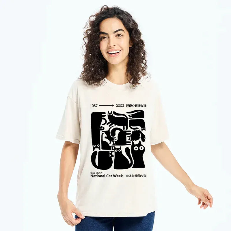 washed ukiyo-e cat tee trending item