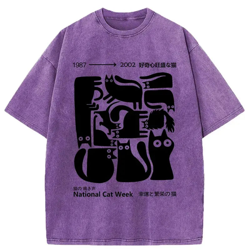 washed ukiyo-e cat tee trending item
