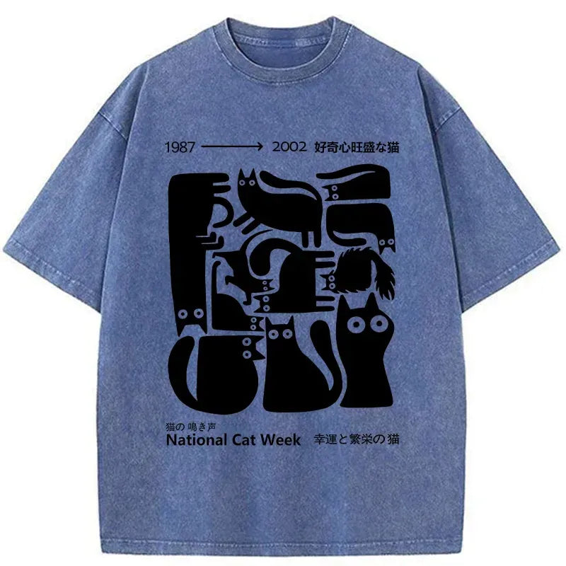 vintage Japanese cat shirt for daily wear