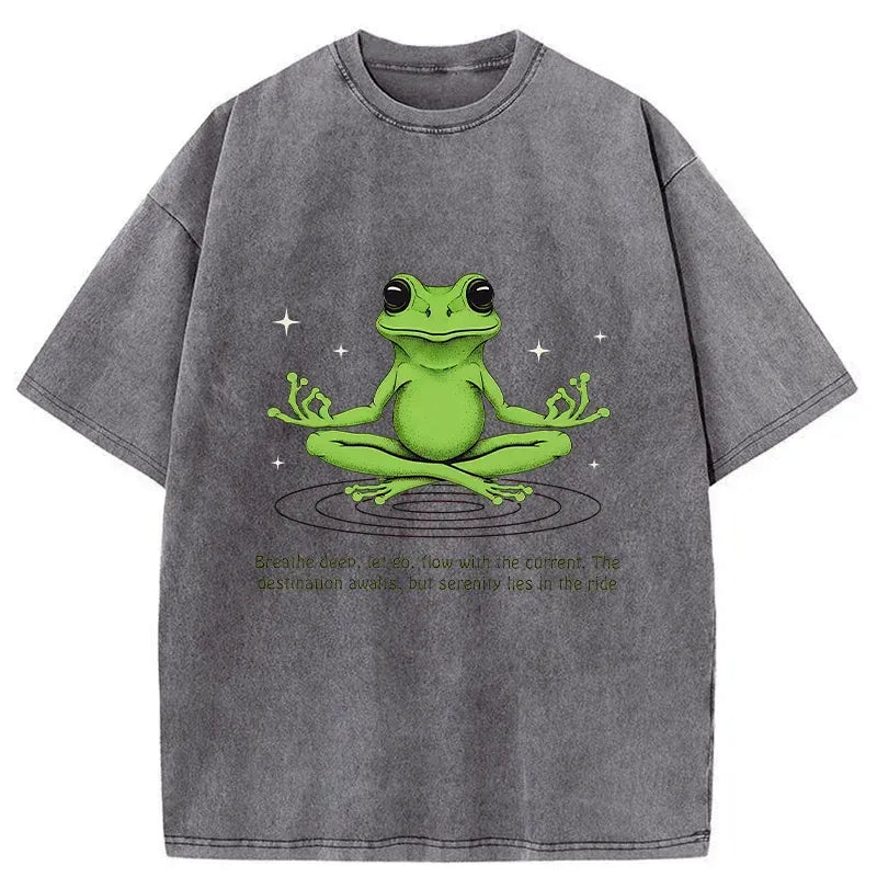 Kyoto-Lion Zen Japanese Frog Washed T-Shirt