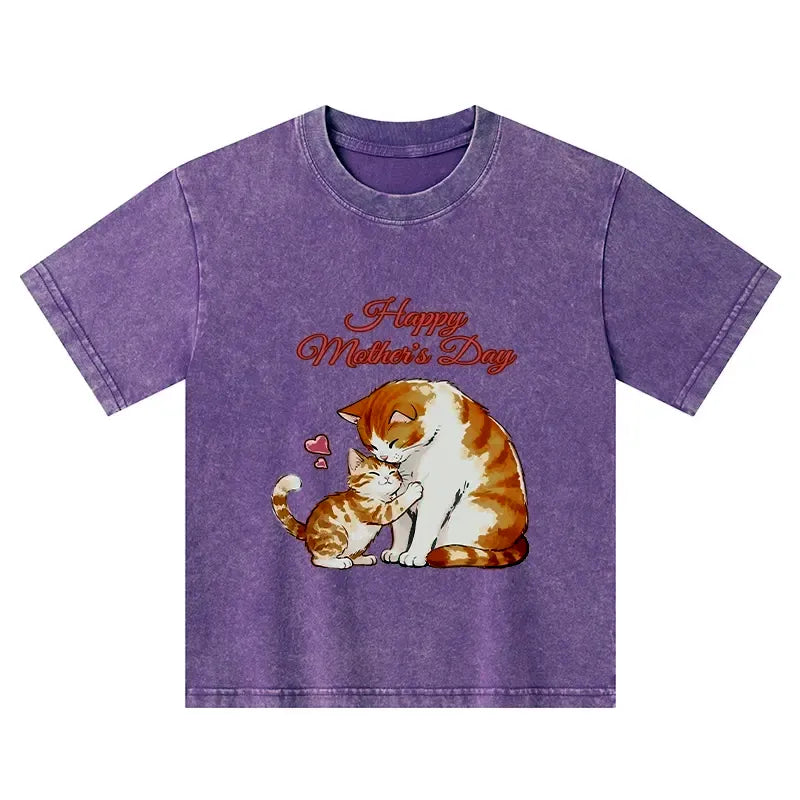 Kyoto-Lion Love Of Cats Kids Washed T-Shirt