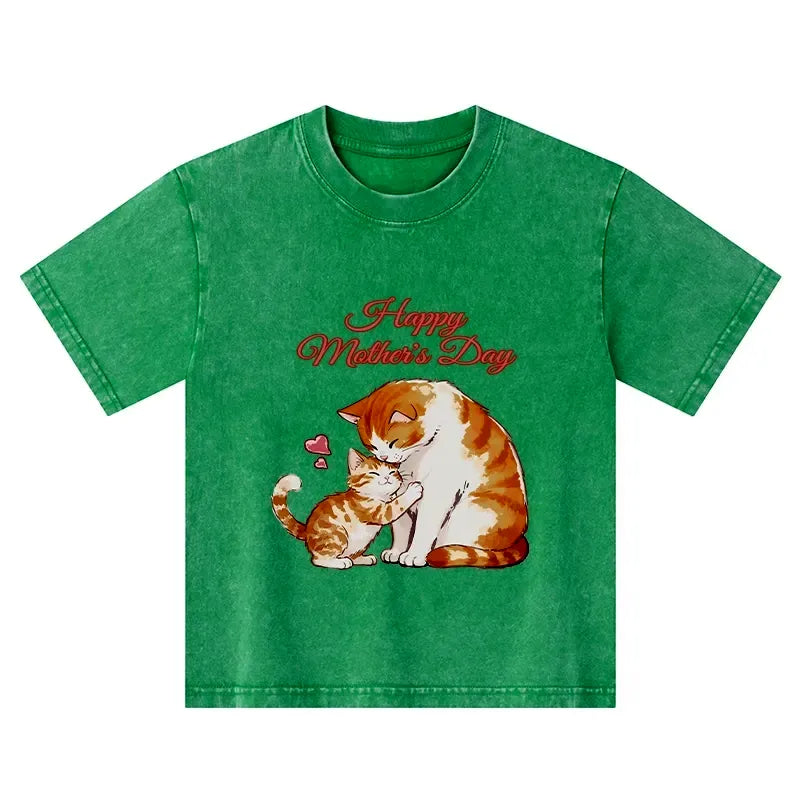 Kyoto-Lion Love Of Cats Kids Washed T-Shirt