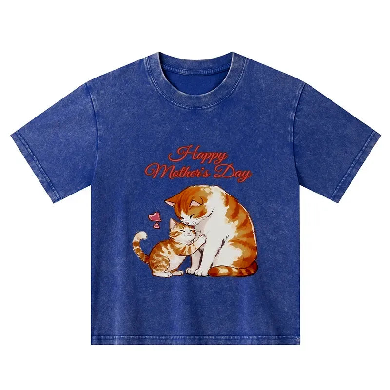 Kyoto-Lion Love Of Cats Kids Washed T-Shirt