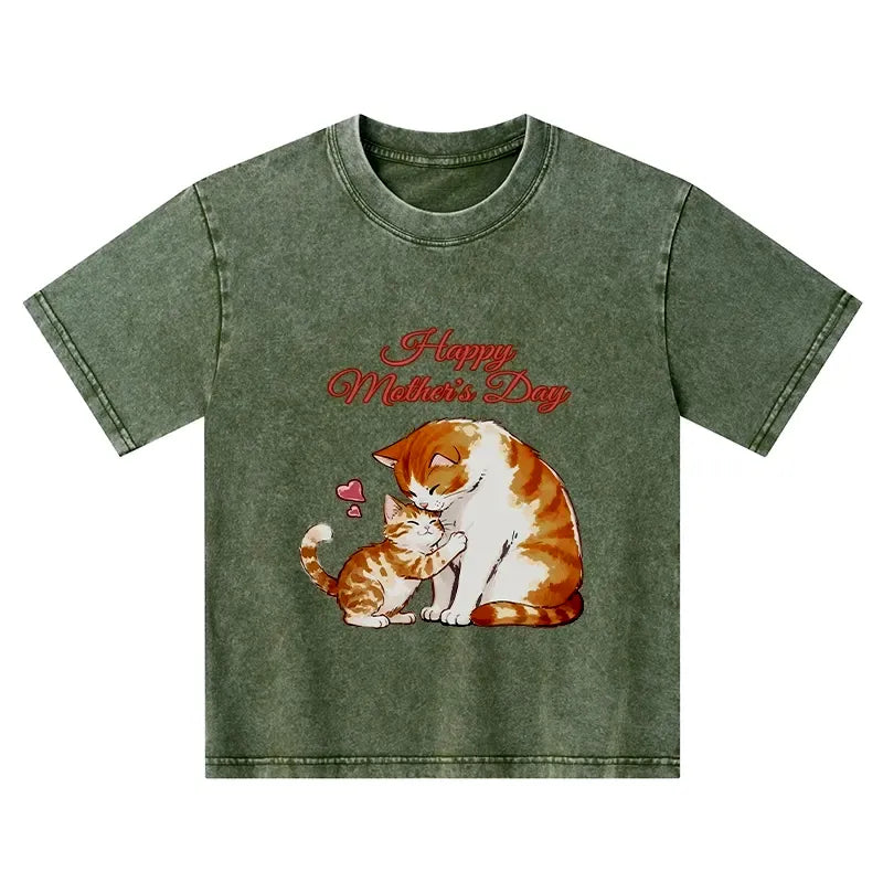 Kyoto-Lion Love Of Cats Kids Washed T-Shirt