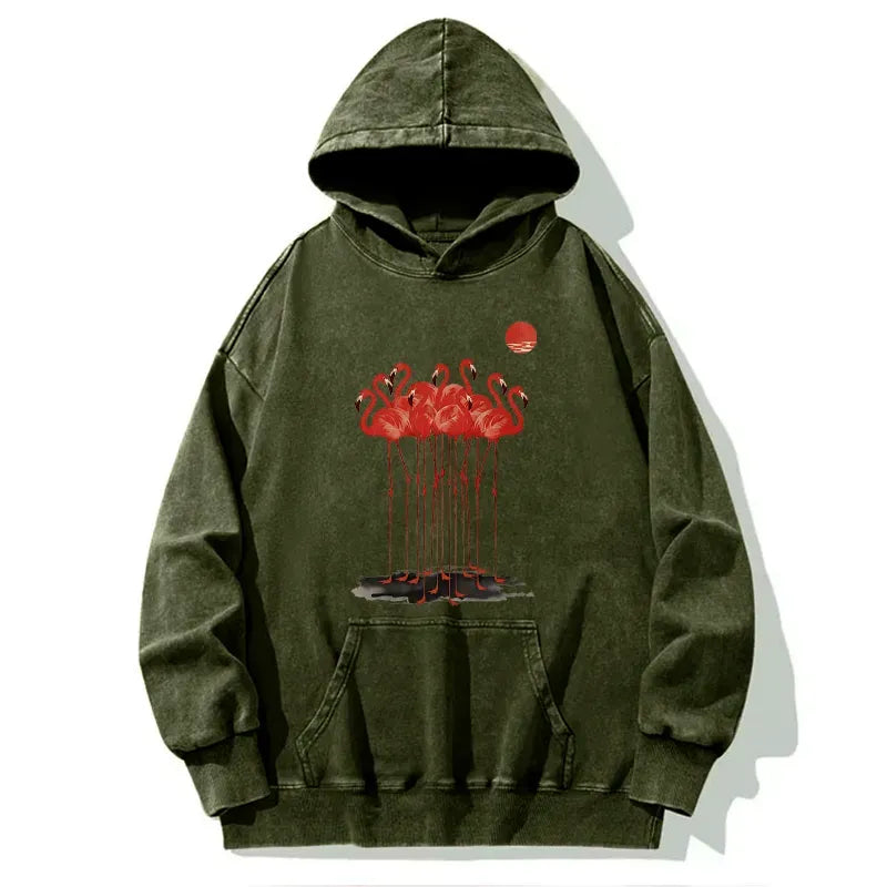 Kyoto-Lion Flamingos at Dusk Washed Hoodie