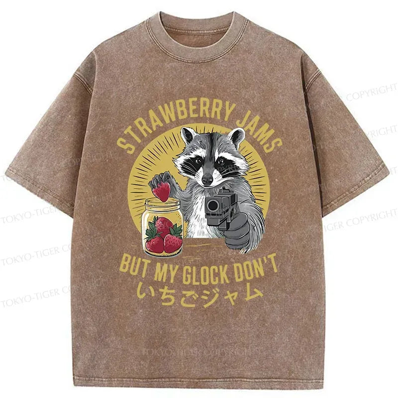 Kyoto-Lion Strawberry Jam Raccoon Washed T-Shirt