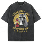 Japanese Raccoon Washed T-Shirt for Daily Wear