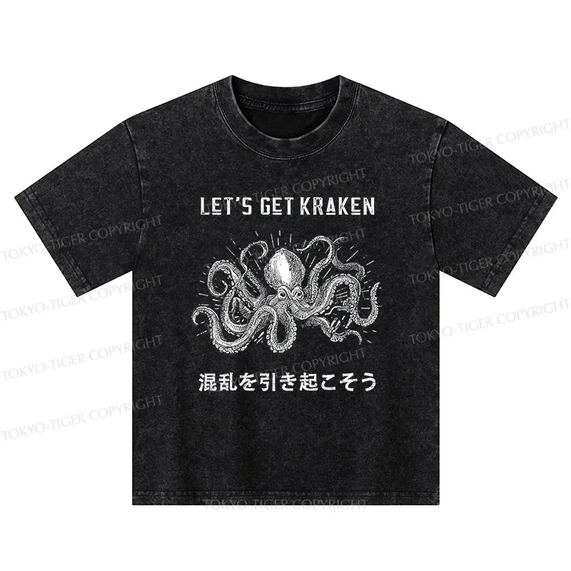 Funny Octopus Washed T-Shirt for Kids