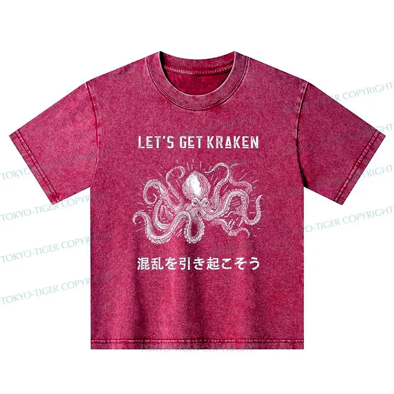 Funny Octopus Washed T-Shirt for Kids