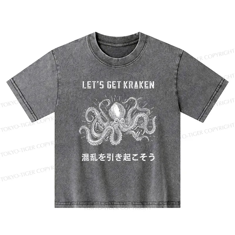 Funny Octopus Washed T-Shirt for Kids